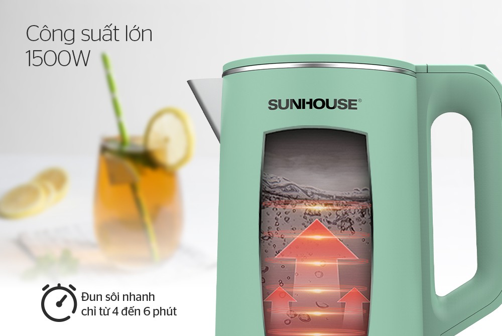 Bình siêu tốc inox 2 lớp 1,7L Sunhouse  SHD1350
